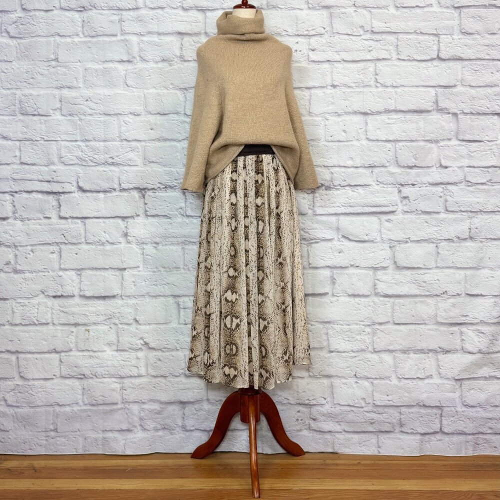 Theory Merino Wool Camel Hair Blend Tan Turtleneck Drop Shoulder Sweater - Picture 5 of 9